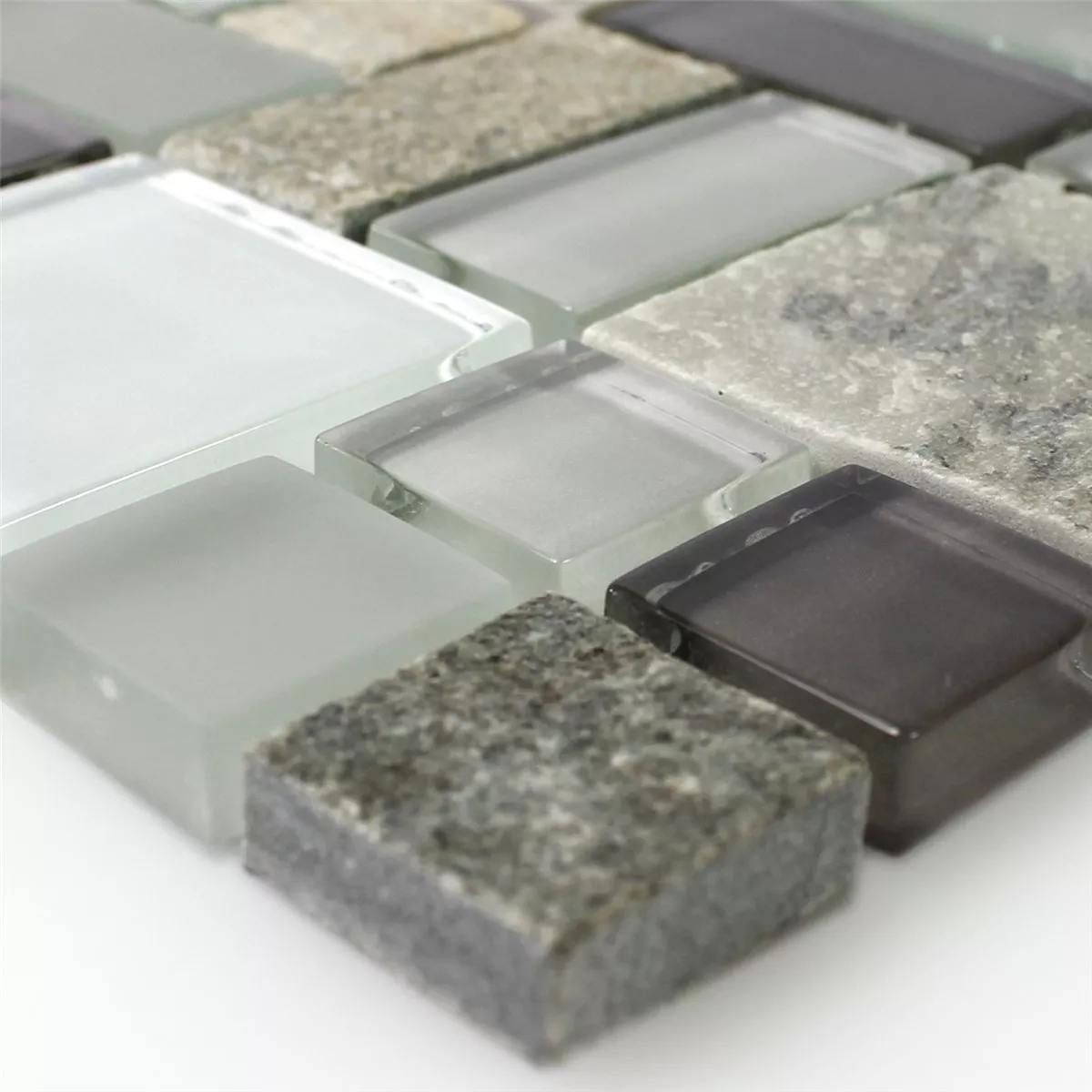 Mosaic Tiles Glass Natural Stone Grey Brown
