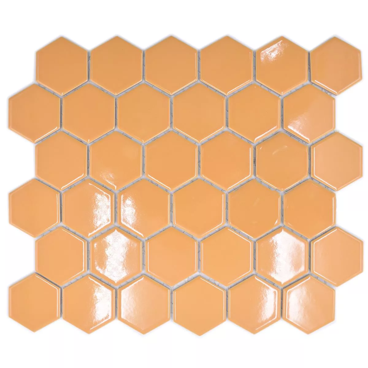 Muster von Keramikmosaik Salomon Hexagon Ocker Orange H51