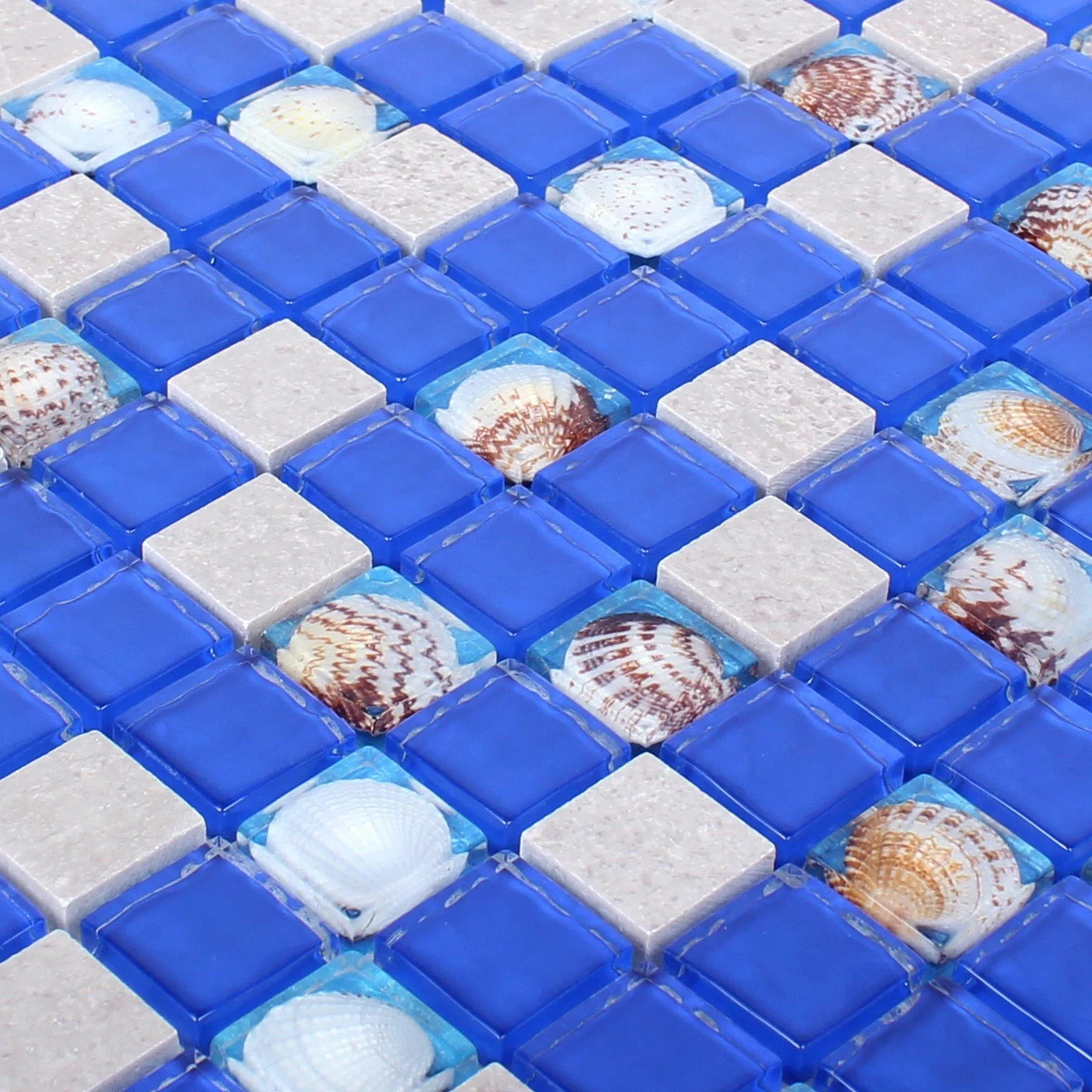 Glass Mosaikk Naturstein Fliser Tatvan Blå Grå