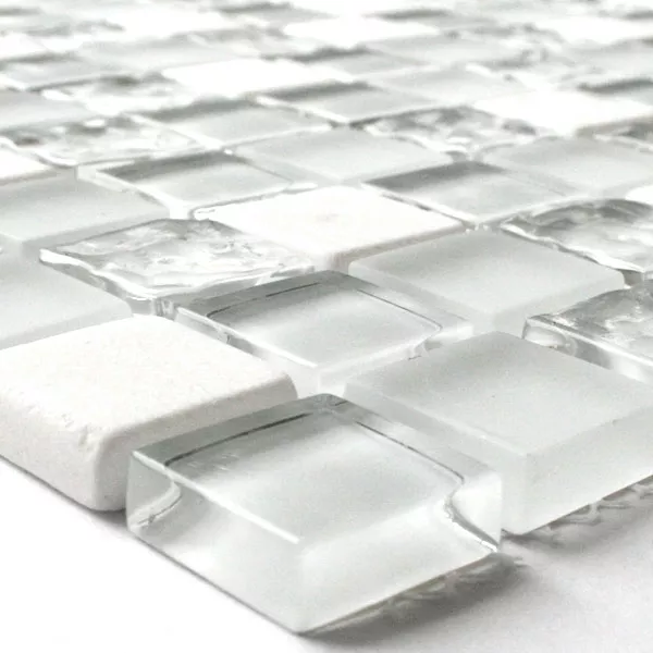 Sample Mosaic Tiles Glass Marble  White Mix