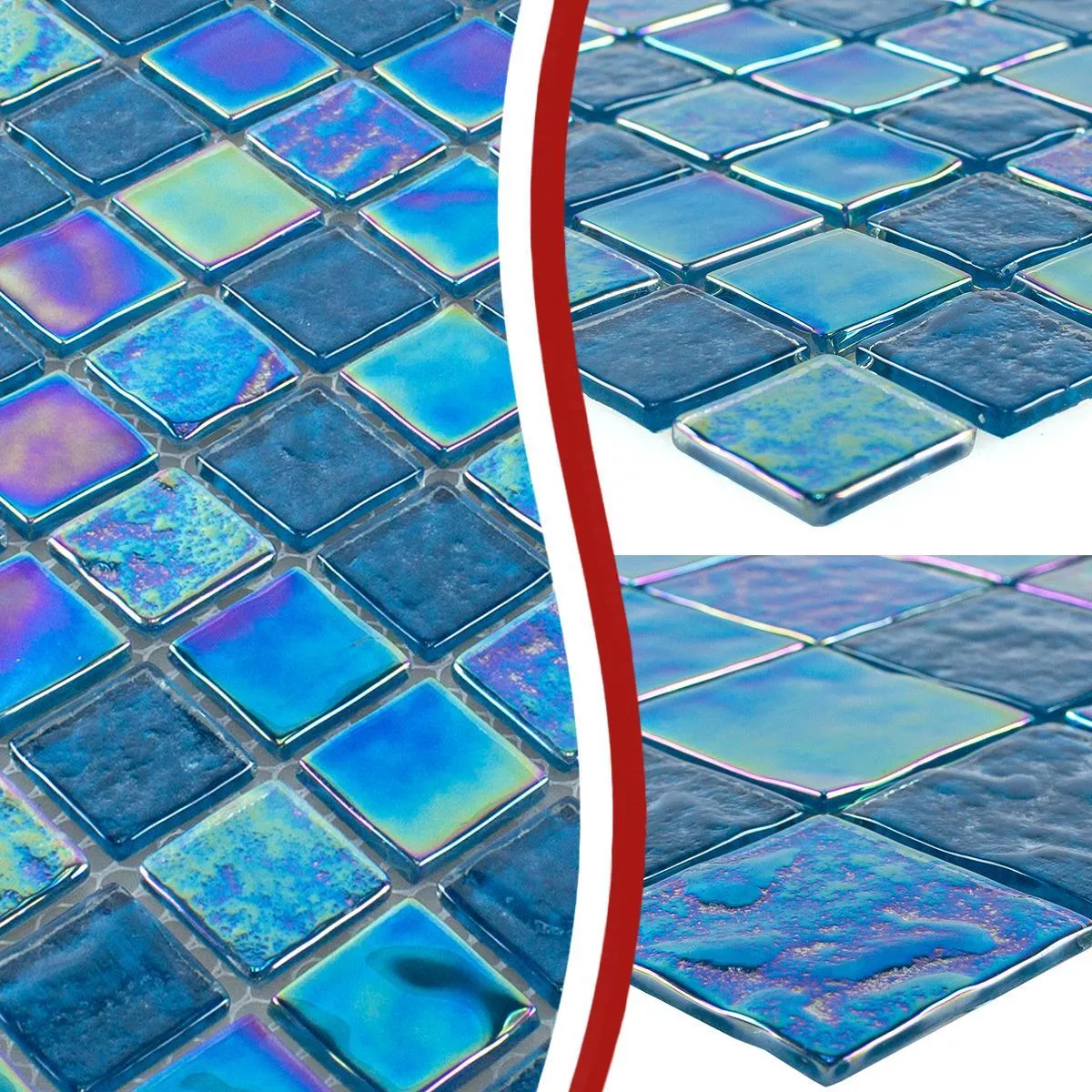 Vzorek Skleněná Mozaika Dlaždice Perleťový Efekt Carlos Modrá