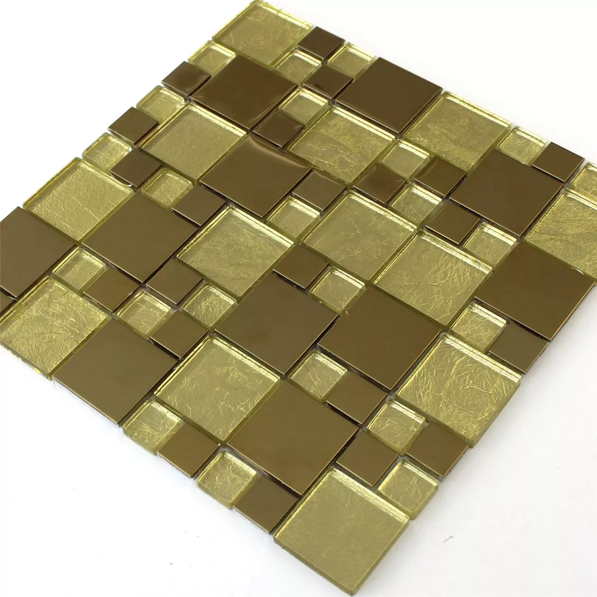Mozaik Pločice Staklo Čelik Metal Zlatna