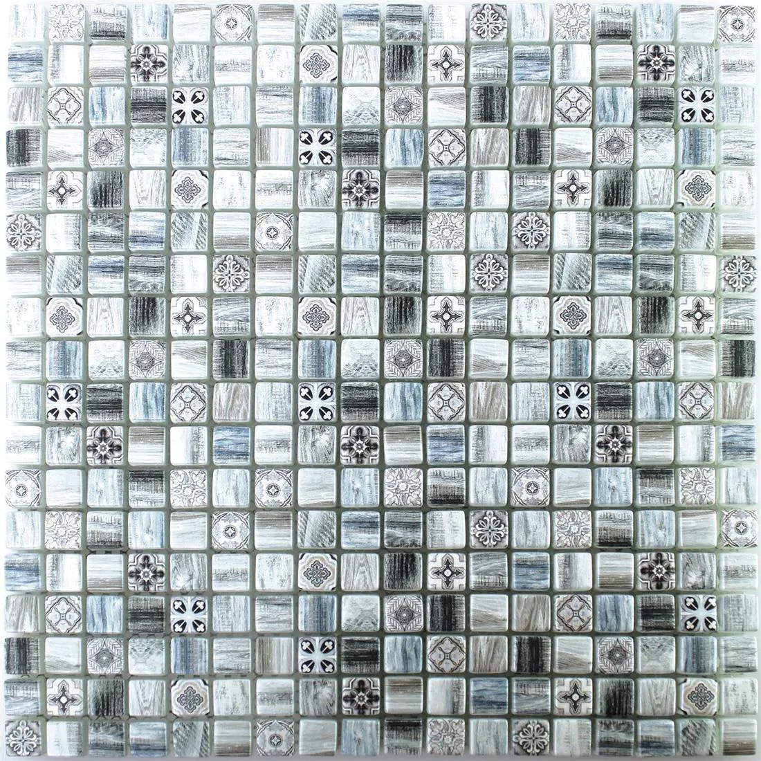 Mozaika Szklana Wygląd Drewna Płytki Vision Szary Niebieski