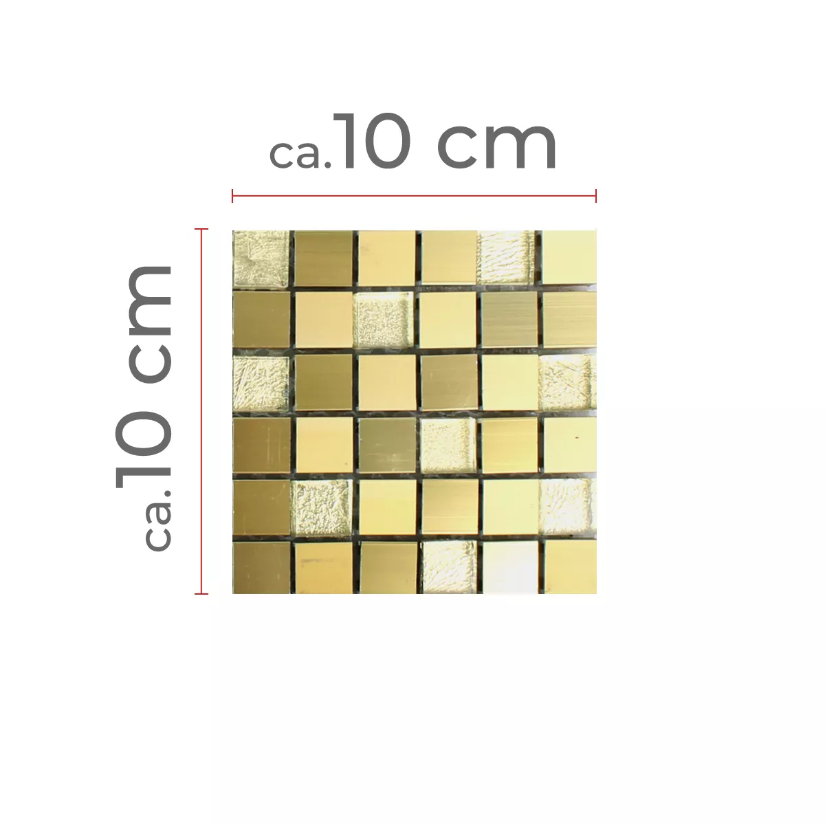Sample Mosaic Tiles Lissabon Aluminium Glass Mix Gold
