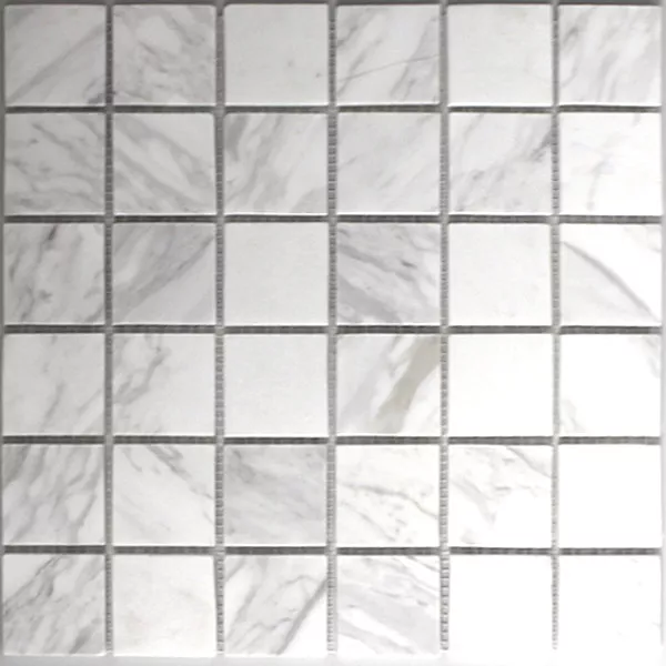 Plăci De Mozaic Marmură 48x48x8mm Alb Lustruit