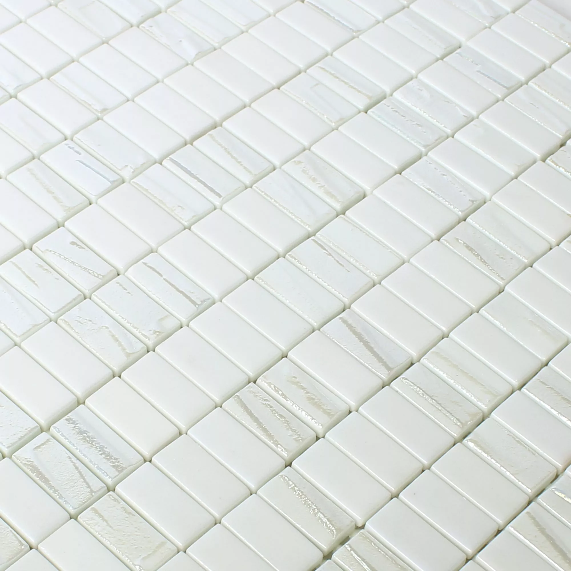 Campione Mosaico Vetro Piastrella Presley Bianco Metallico Maglia
