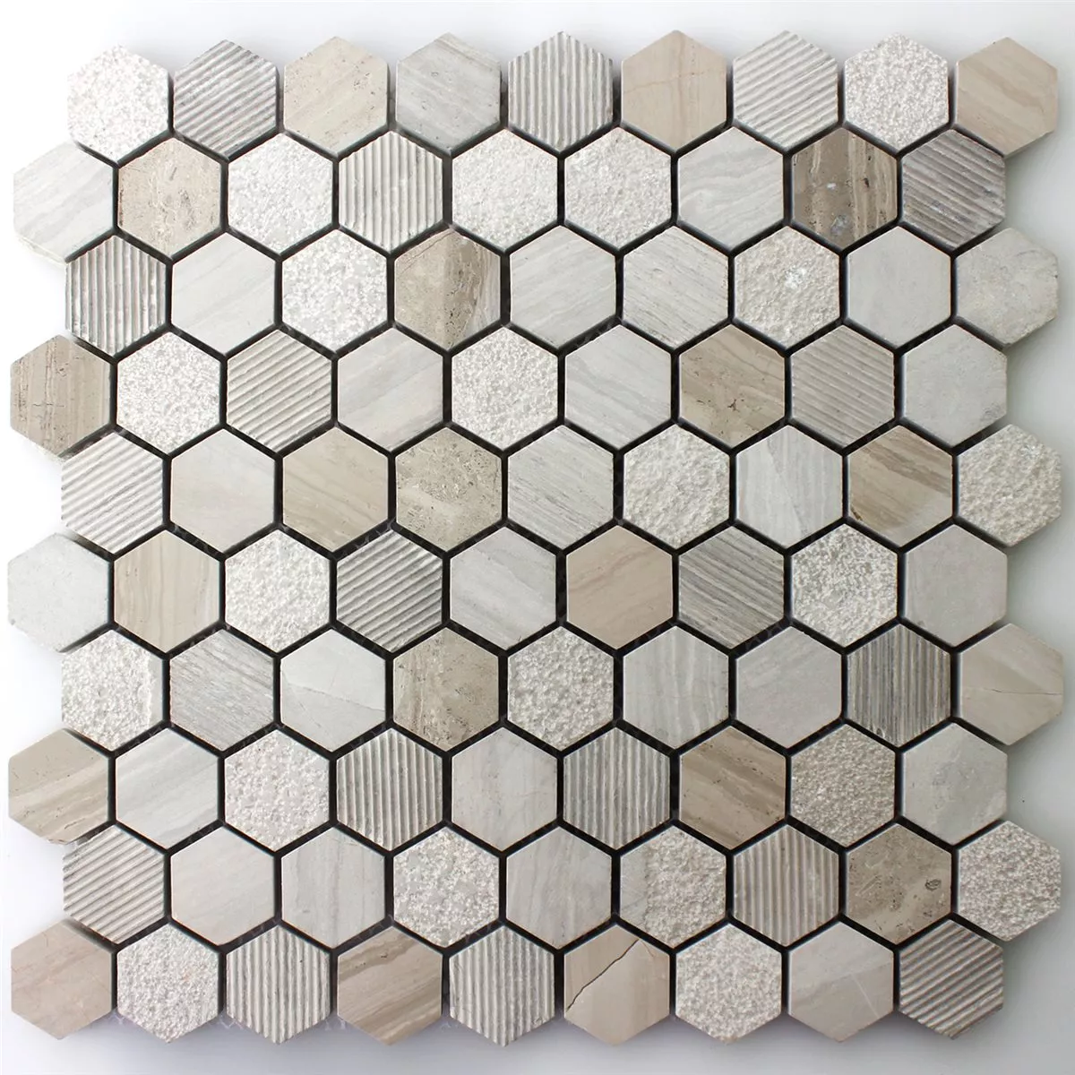 Sample Mosaic Tiles Hexagon Natural Stone Beige Brown
