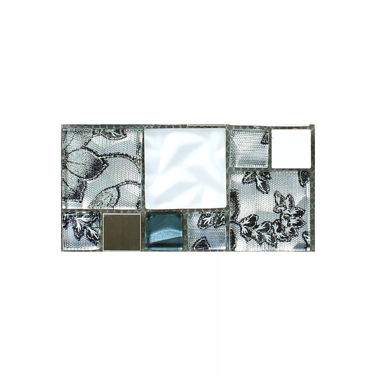 Sample Glas Metall Stainless Steel Mosaic Tiles Zadar Grey Blue