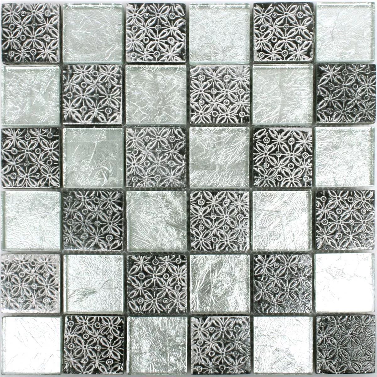 Mozaik Csempe Üveg Természetes Kő Friesia Ezüst