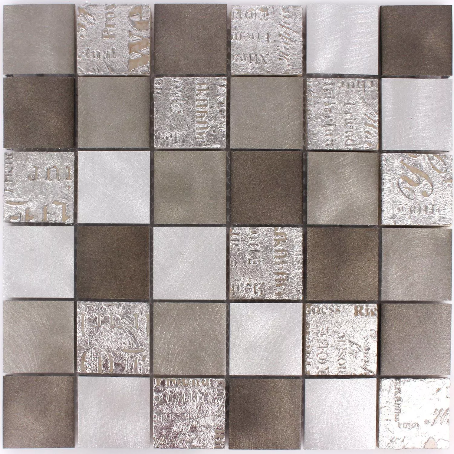 Model din Plăci De Mozaic Metal Piatră Naturală Parole Maro Argint