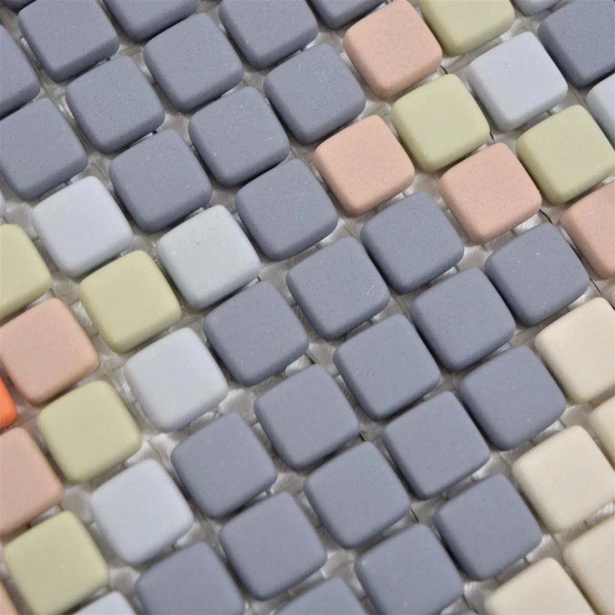 Glass Mosaic Tiles Haramont Light Grey