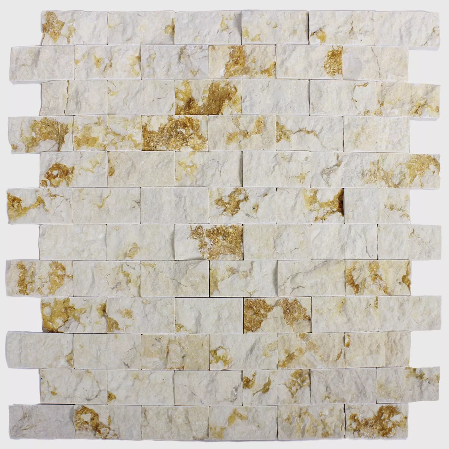 Muster von Mosaikfliesen Naturstein Brick Splitface D Beige