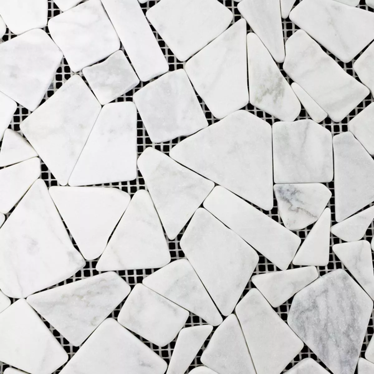 Marble Broken Mosaic Tiles Mareblu Carrara White