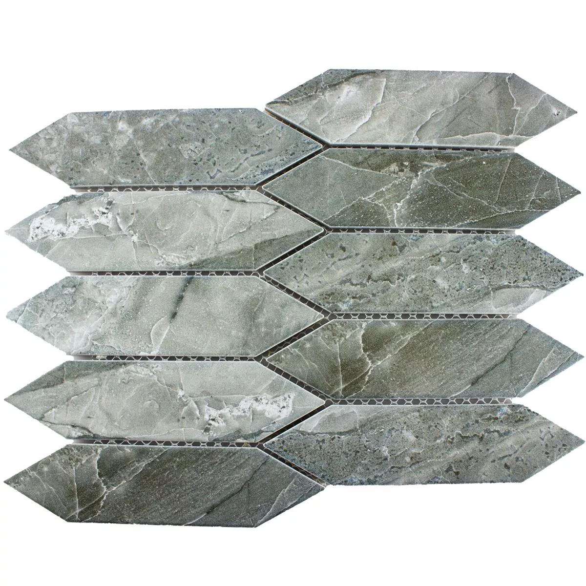 Sample Ceramic Mosaic Tiles Dorris Picket Stone Optic Grey