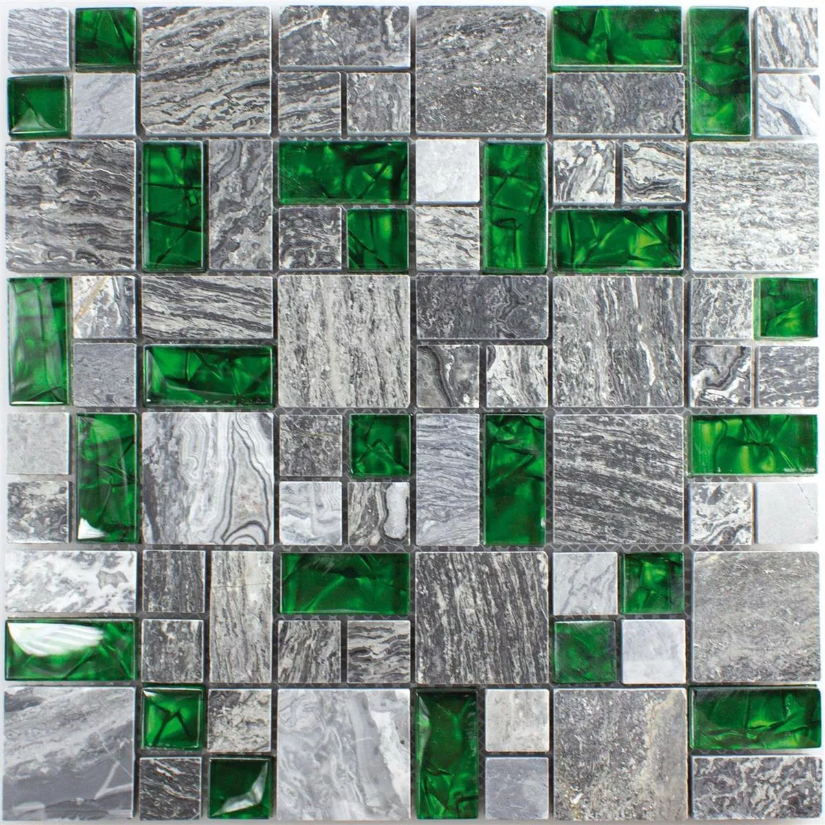 Πρότυπο από Γυάλινο Μωσαϊκό Πλακάκια Aπό Φυσική Πέτρα Manavgat Γκρί Πράσινος ix