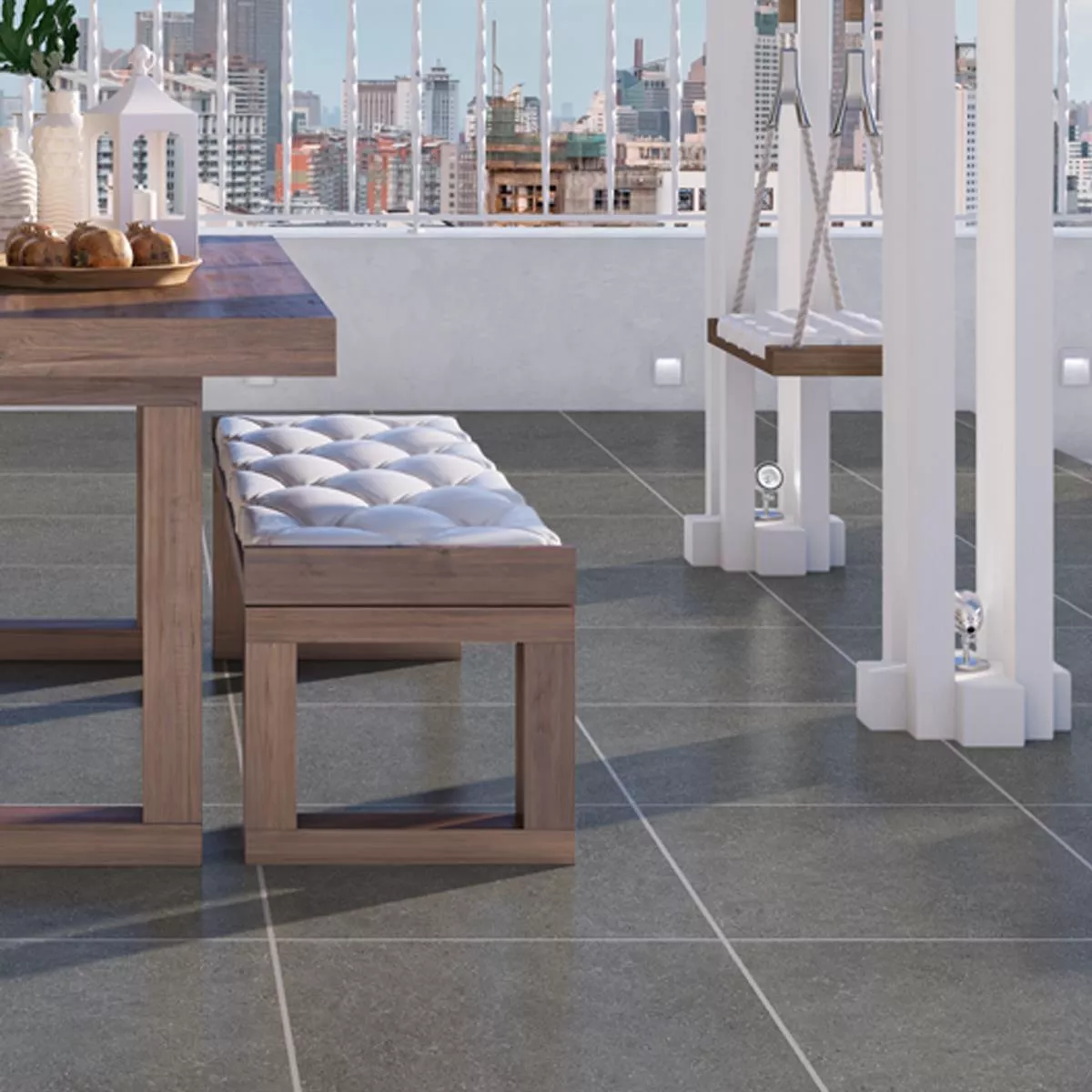 Terrace Tiles Porcelain Stoneware Cremona Grey Natural stone look 60x60x2cm