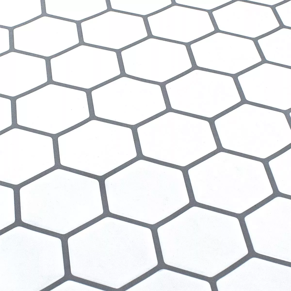 Muster von Vinyl Mosaik Fliesen Edinburg Sechseck Weiß Selbstklebend