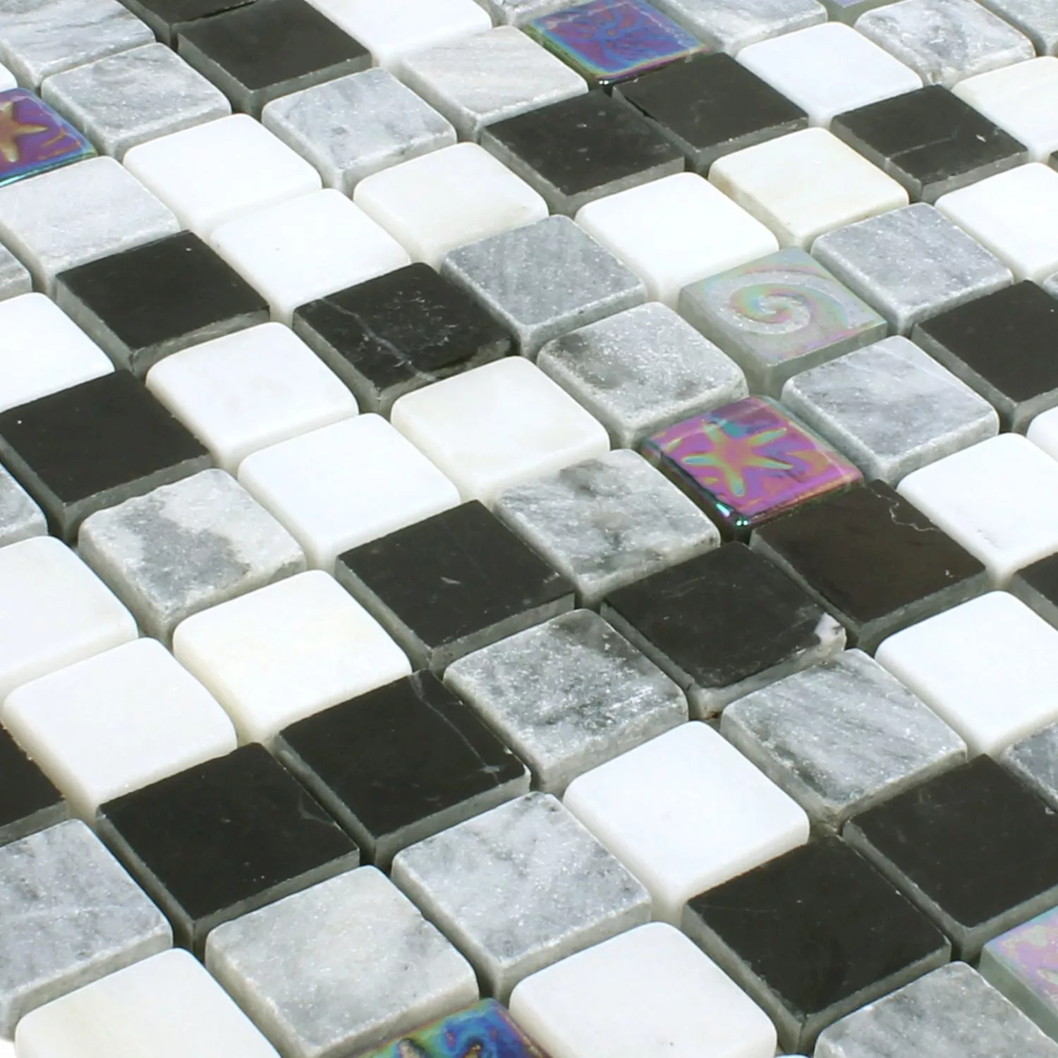 Mozaika Relief Marmur Szkło Mix Czarny Szary Biały