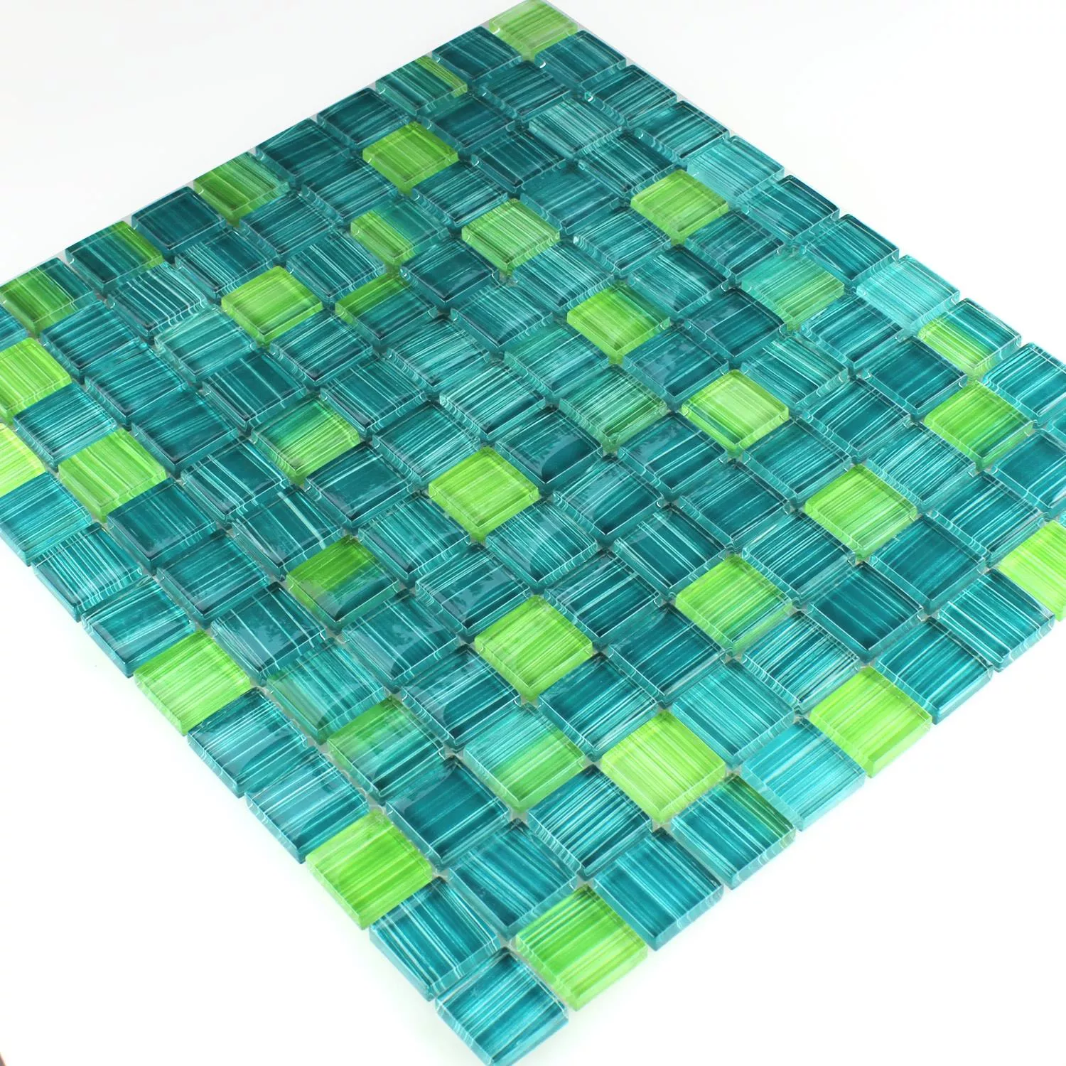 Azulejo Mosaico Listrado Vidro Cristal Verde
