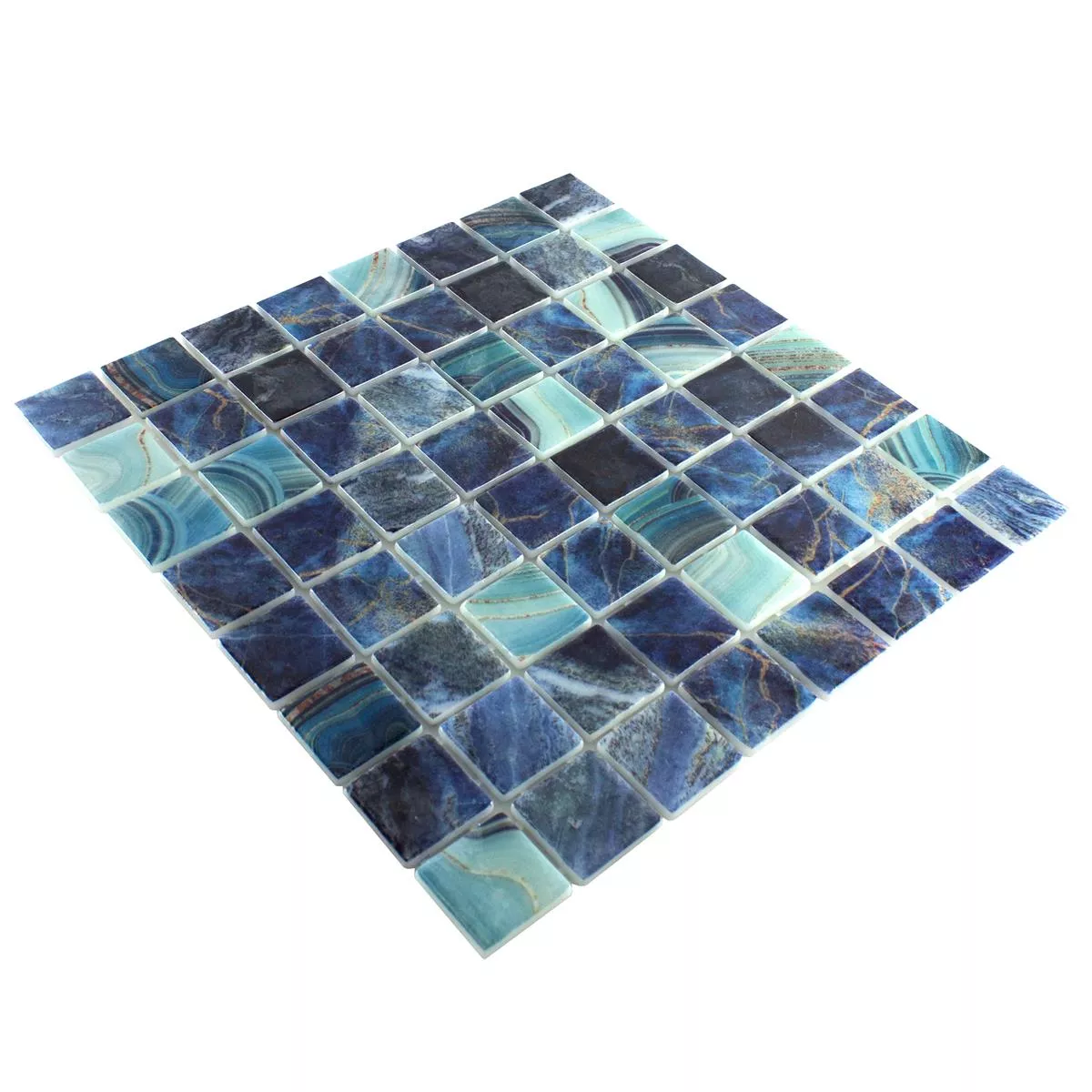Glass Mosaic Swimming Pool Baltic Blue Cyan 38x38mm