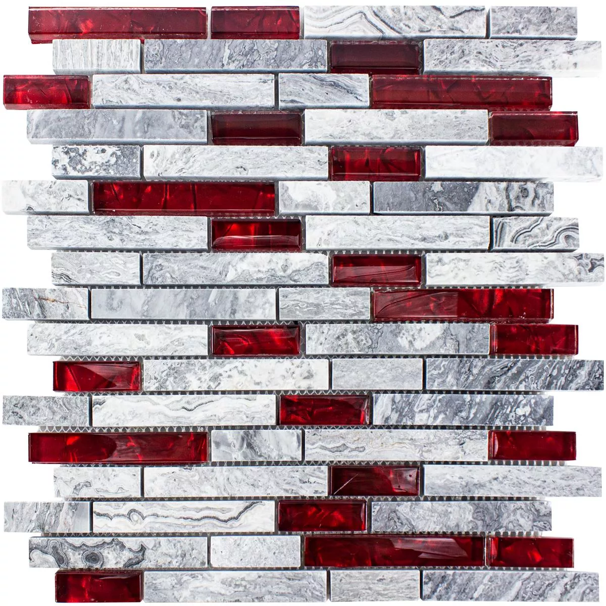 Sample Glass Natural Stone Mosaic Tiles Sinop Grey Red Brick