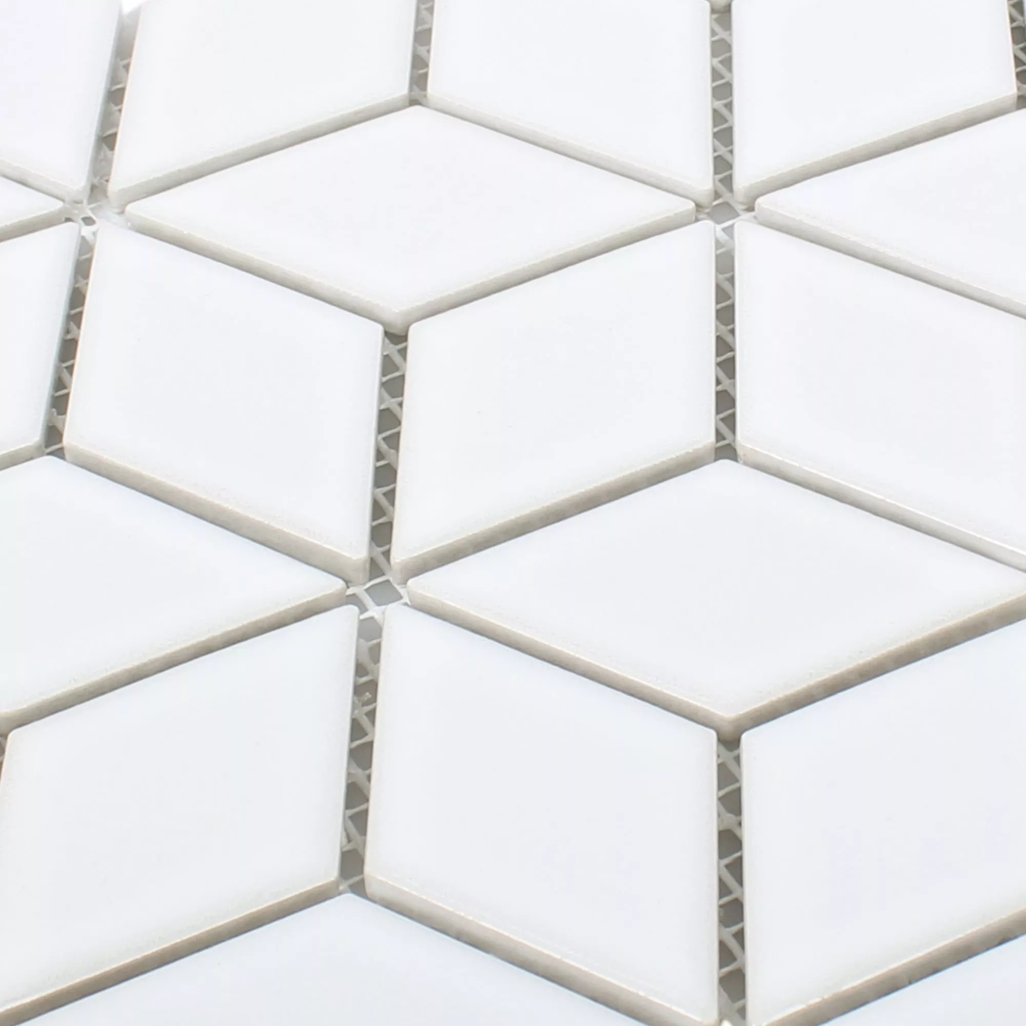 Céramique Mosaïque Carrelage Cavalier 3D Cubes Blanc Brillant