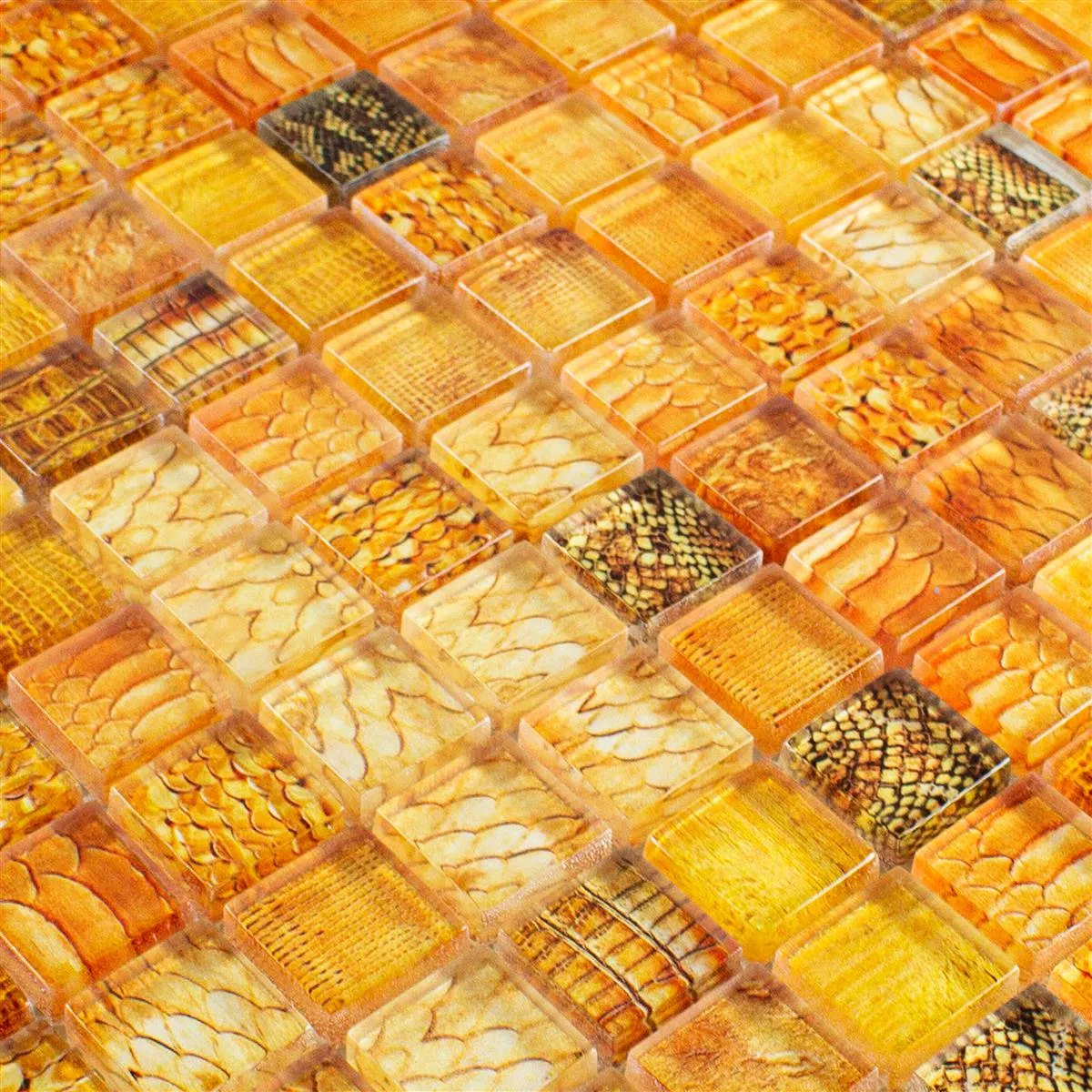 Vzorek Skleněná Mozaika Dlaždice Python Oranžová 23