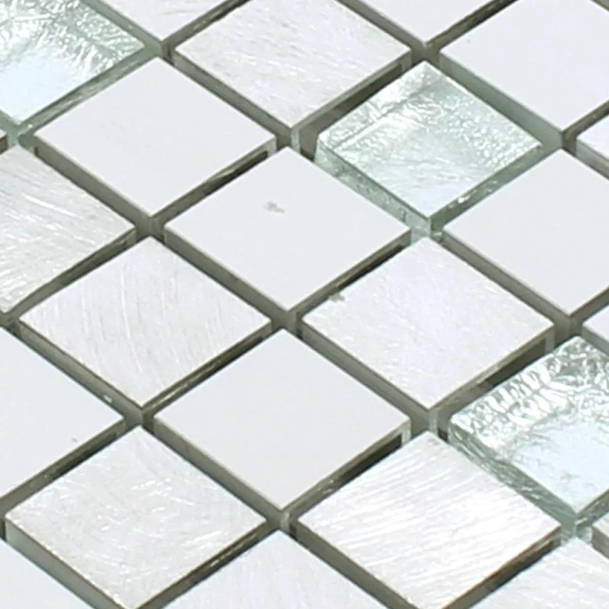Prøve Mosaik Fliser Lissabon Aluminium Glas Mix Sølv