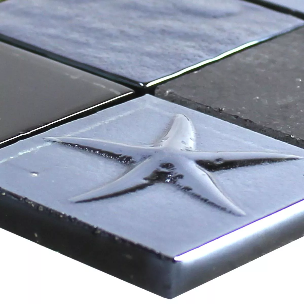 Model din Sticlă Oțel Inoxidabil Piatră Naturală Plăci De Mozaic Emporia Negru Argint