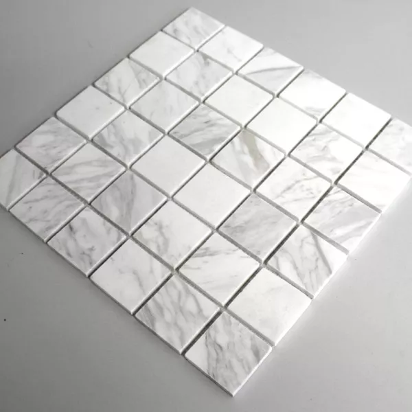 Mozaik Pločice Mramor 48x48x8mm Bijelo Polirano
