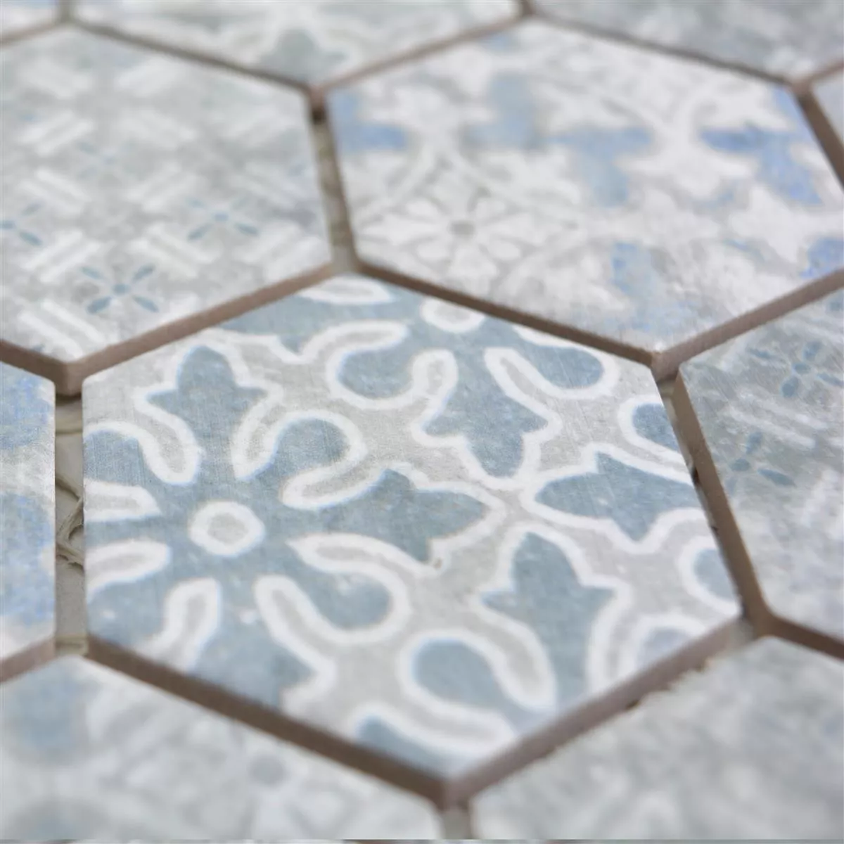 Keramikmosaik Retro Plattor Lawinia Hexagon Blå