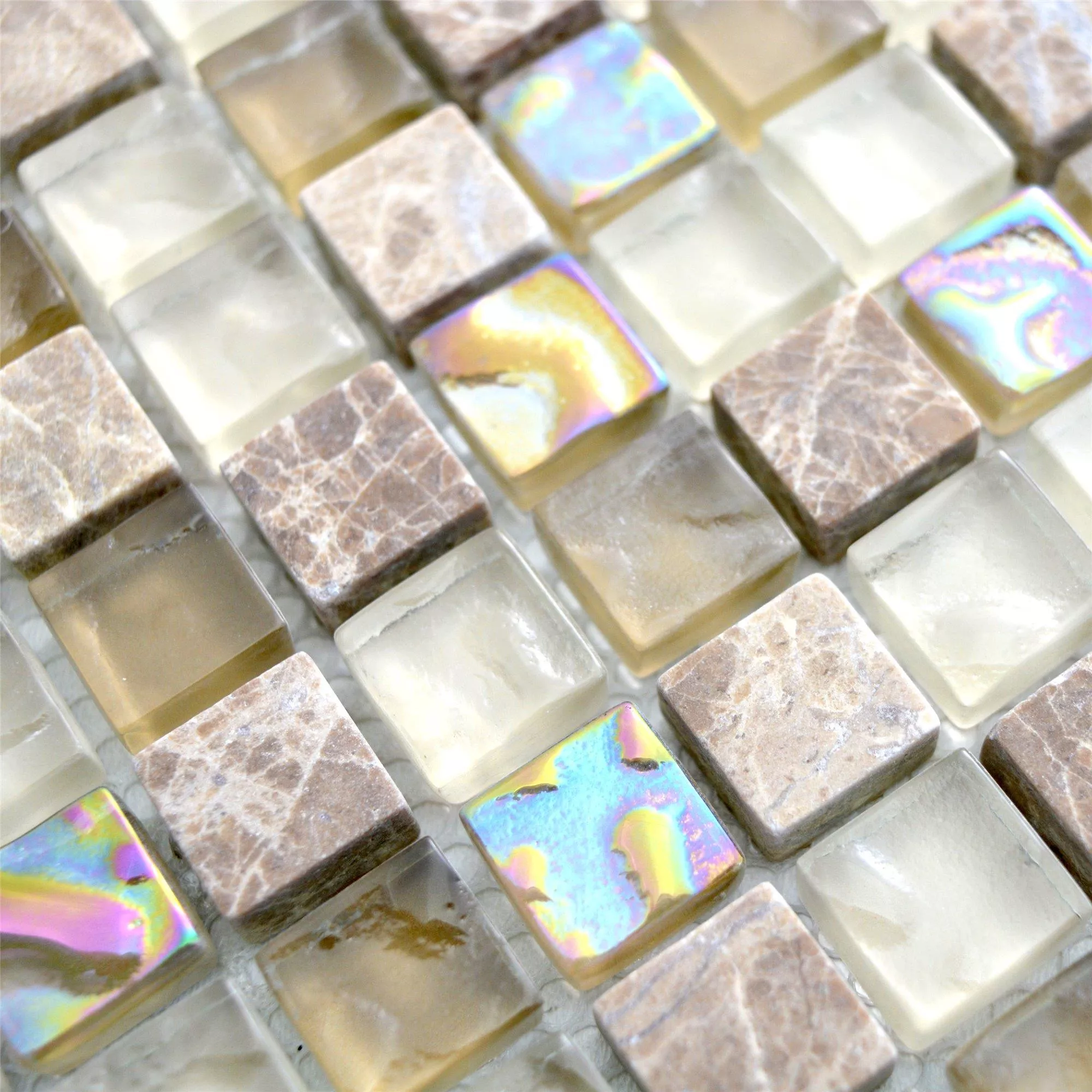 Mozaika Szklana Plytka Z Naturalnego Kamienia Nexus Jasnobrązowy Beżowy