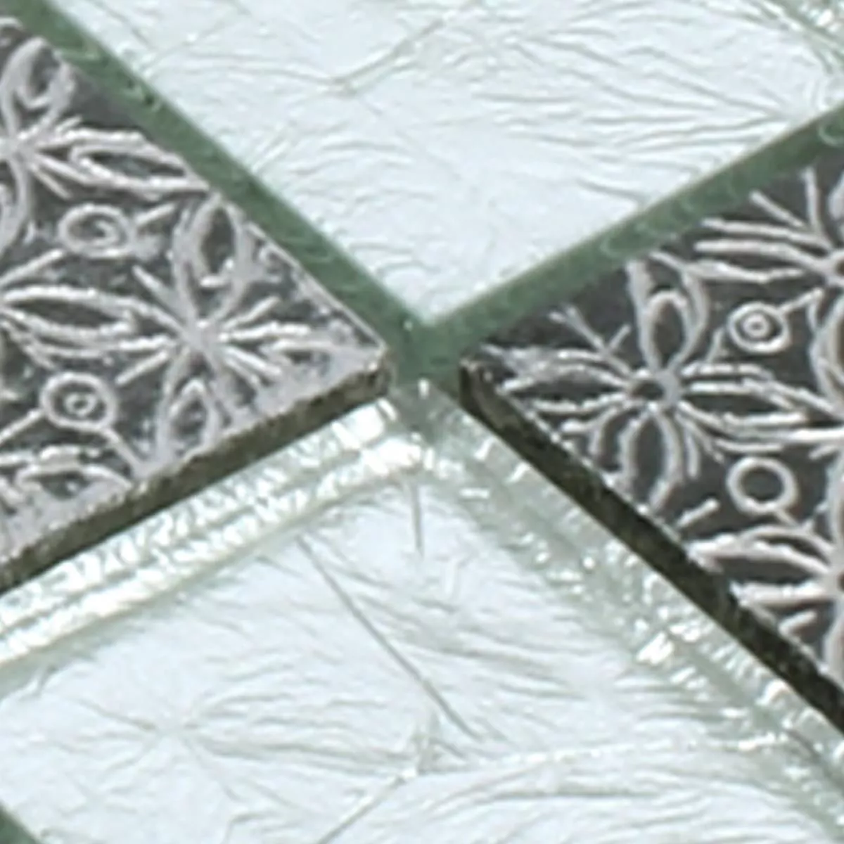 Muestra Azulejos De Mosaico Cristal Piedra Natural Friesia Plateado
