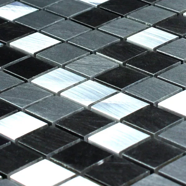 Mosaikkfliser Aluminium Svart Sølv 15x15x8mm
