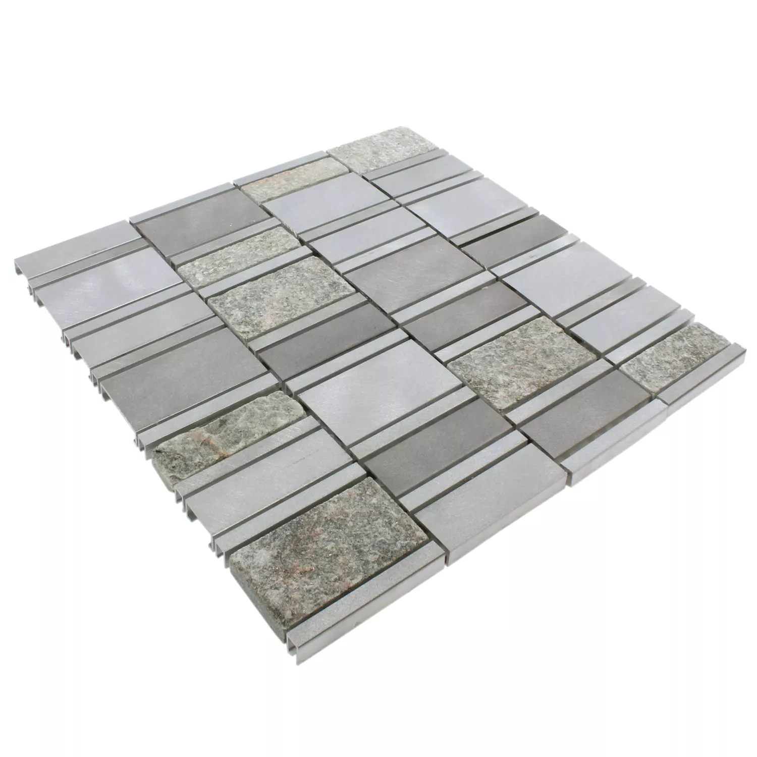 Mosaikfliesen Naturstein Aluminium Avanti Grau