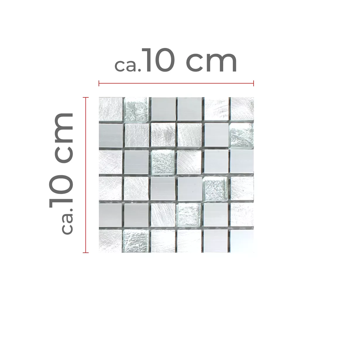 Sample Mozaïektegel Lissabon Aluminium Glas Mix Zilver