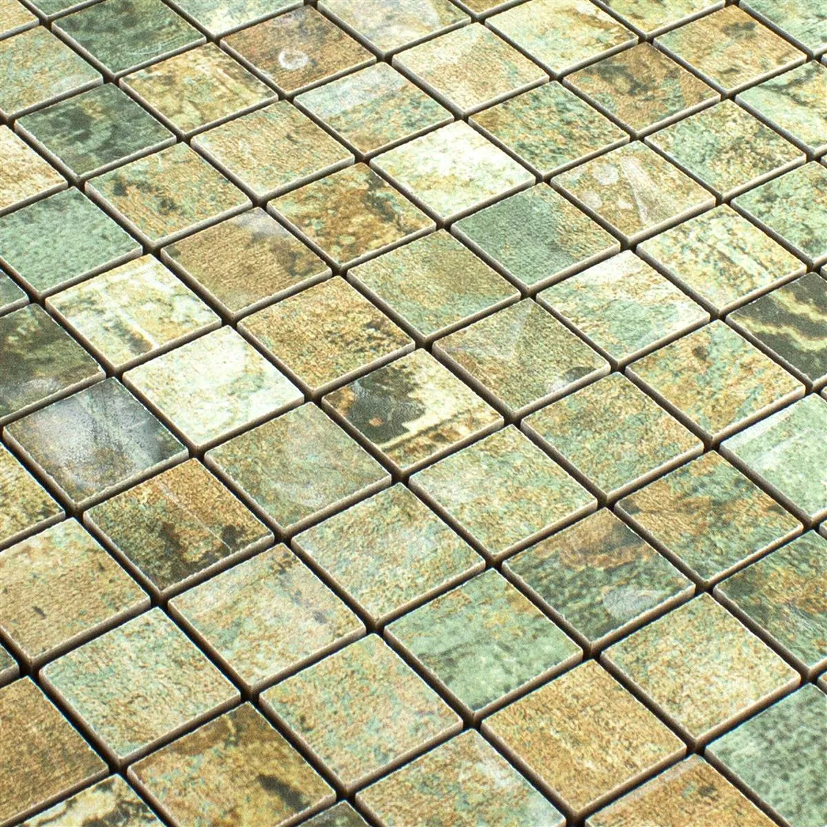Ceramic Mosaic Tiles Moonlight Brown Green 25x25mm