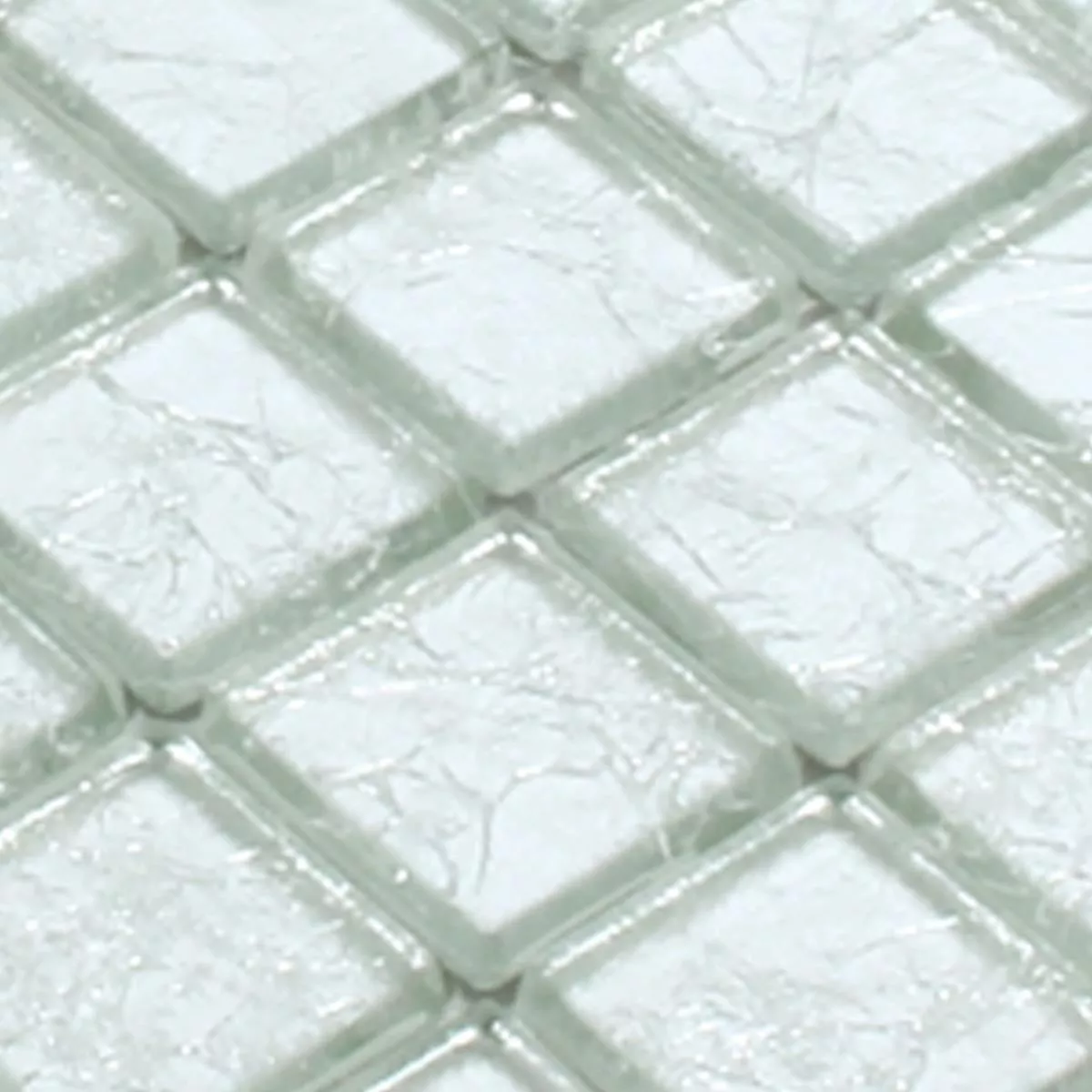Muster von Mosaikfliesen Glas Lucca Silber 23x23x4mm