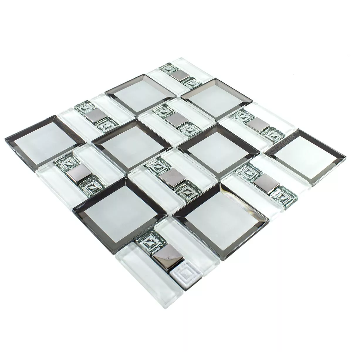 Padrão de Mosaico De Vidro Azulejos Magical Branco Prata