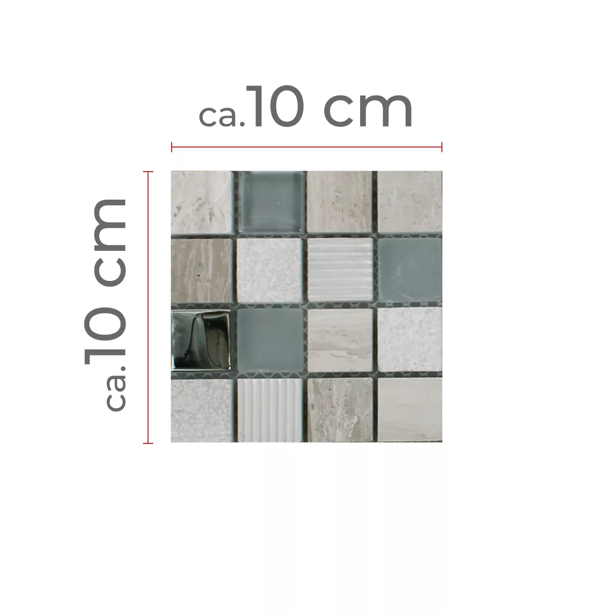 Sample Mosaic Tiles Venzona Light Grey Silver 