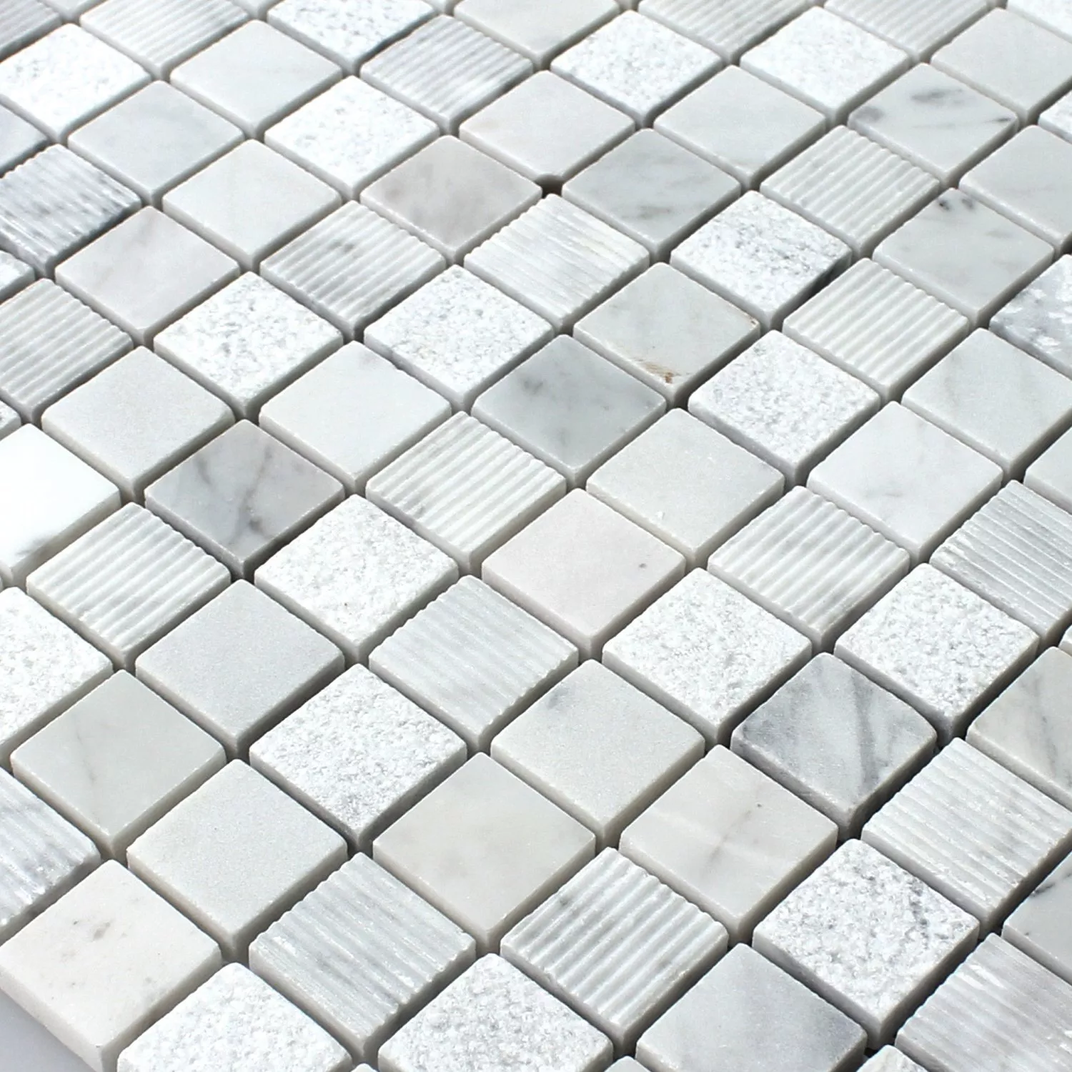 Mosaico Pietra Naturale Carrara Bianco