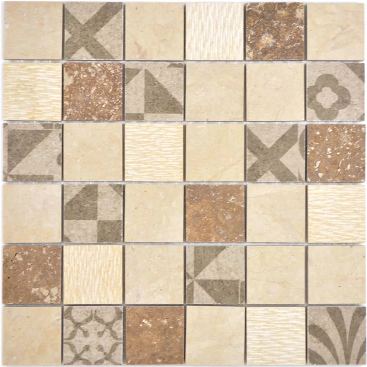 Muster von Keramik Mosaikfliesen Mythos Quadrat Grau Beige Terracotta