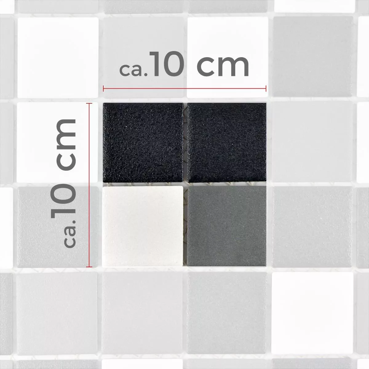Campione Ceramica Mosaico Heinmot Nero Bianco Metall R10 Q48