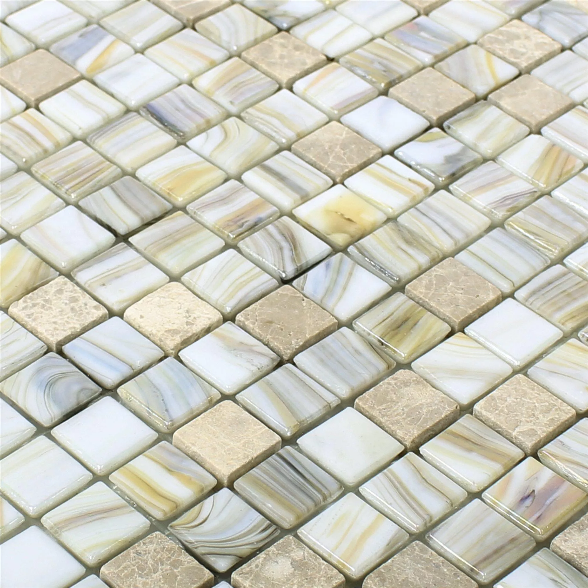 Üveg Gyöngyház Természetes Kő Mozaik Csempe Fokus Bézs
