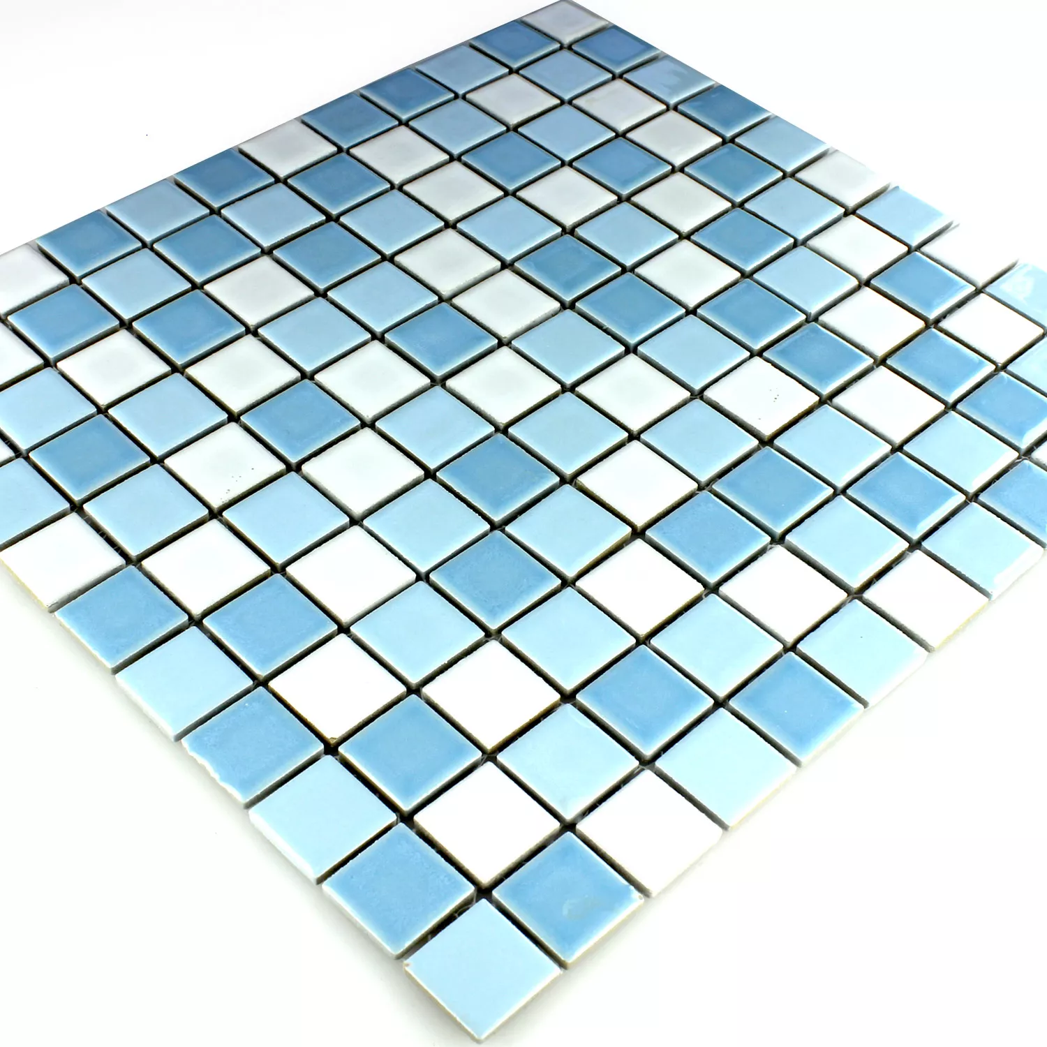 Azulejos De Mosaico Cerámica Bodaway Azul Blanco 25x25x5mm